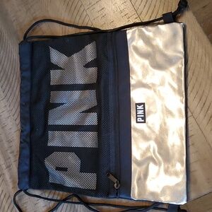 PINK draw string back pack never used